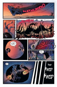 Where'd Wendigo (from Paperbacks and Inkstains) written by Robin Jones and Mike Sambrook, art by Ceri Hanvey, colours by Alexa Renée